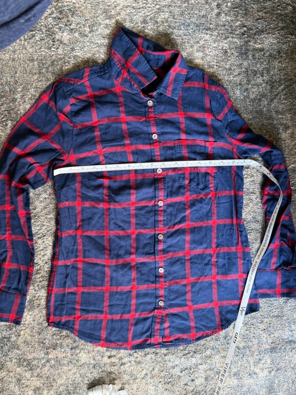 J. Crew Navy and Red Plaid Button-Down Shirt